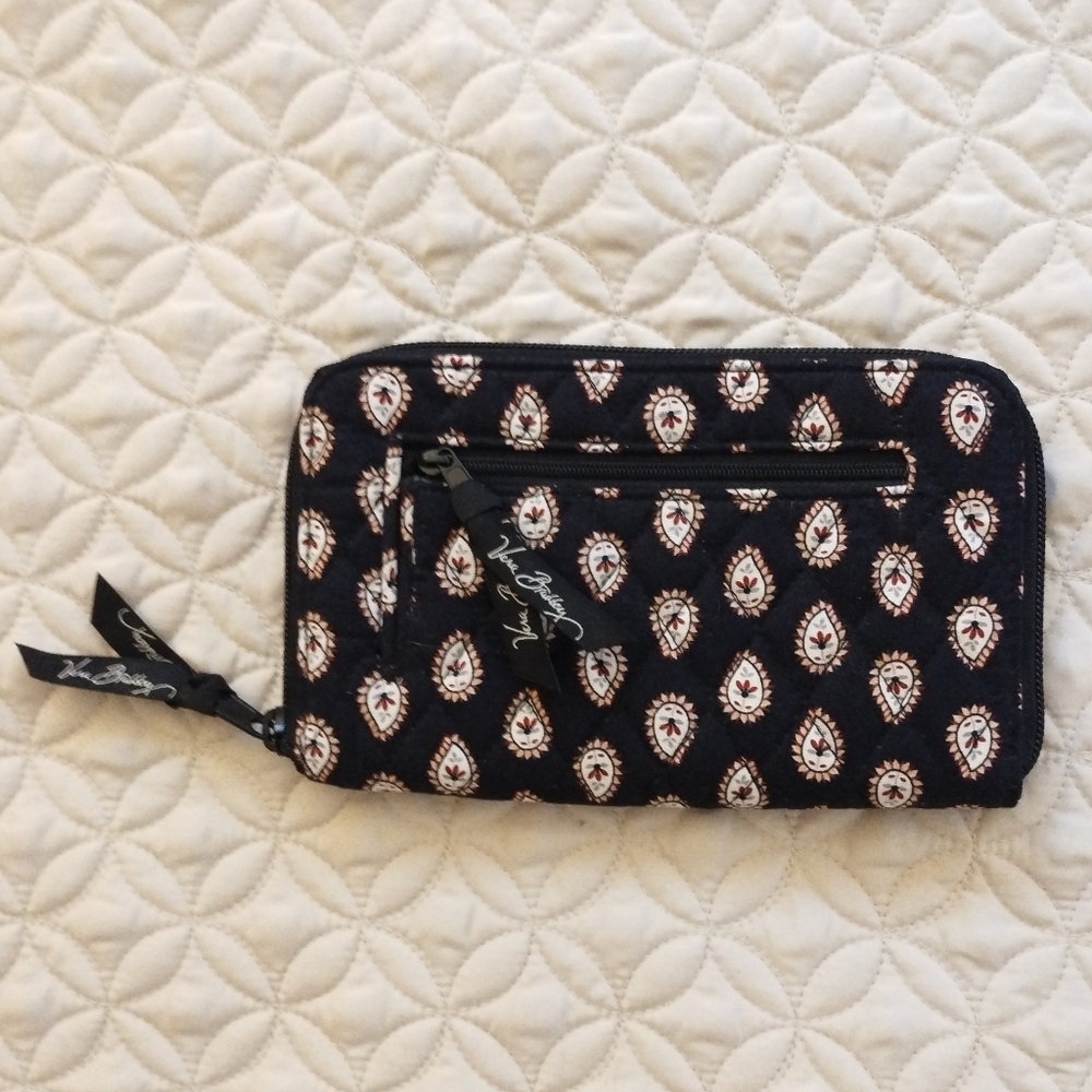 Vera Bradley Black/White/Red Paisley Zip Wallet